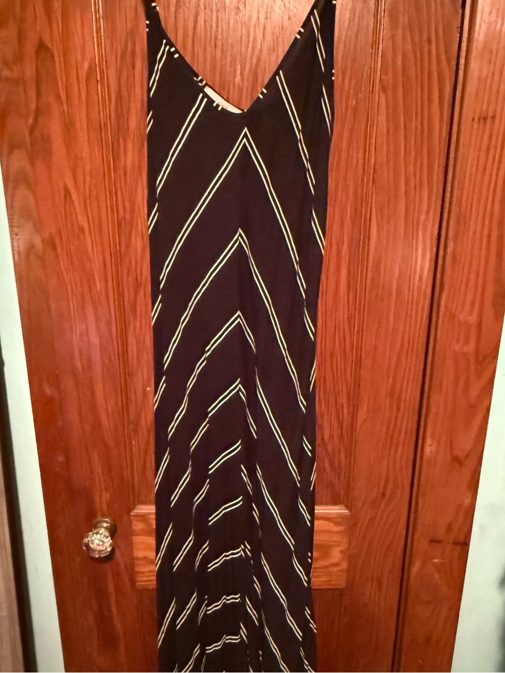 LOFT Black Maxi Dress with white Chevron Stripes